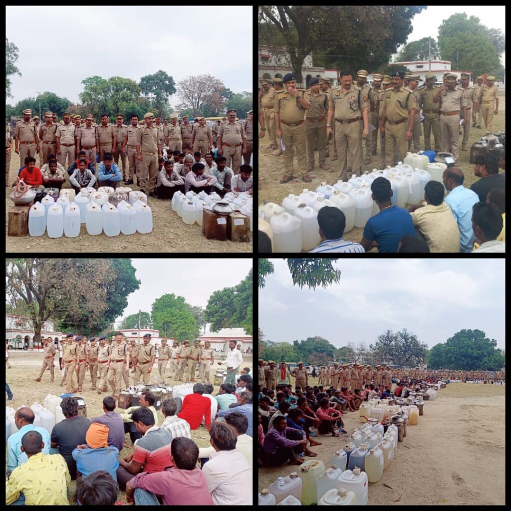 <em>हरदोई नगर निकाय चुनाव को देखते हुए पुलिस ने चलाया अवैध शराब कारोबारियों के विरुद्ध अभियान</em>