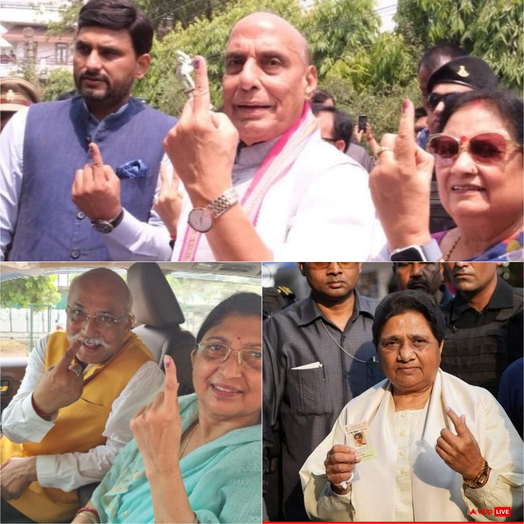 राजनाथ सिंह ने लखनऊ में परिजनों के साथ किया मतदान, 6:00 बजे तक 52.23 प्रतिशत हुई वोटिंग