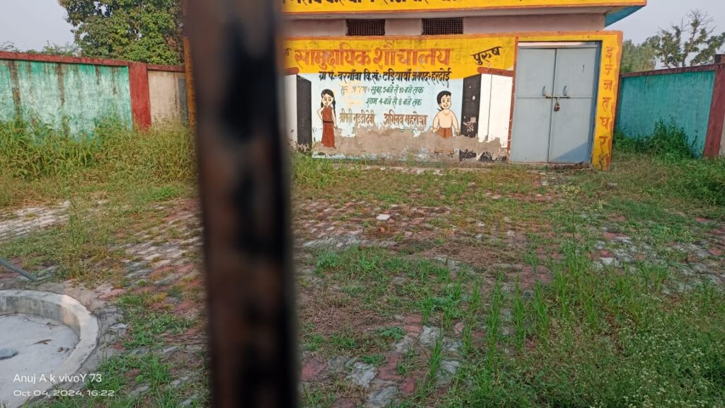 सामुदायिक बने शौचालयों में वर्षों से लटक रहा ताला व घास का जंगल खड़ा