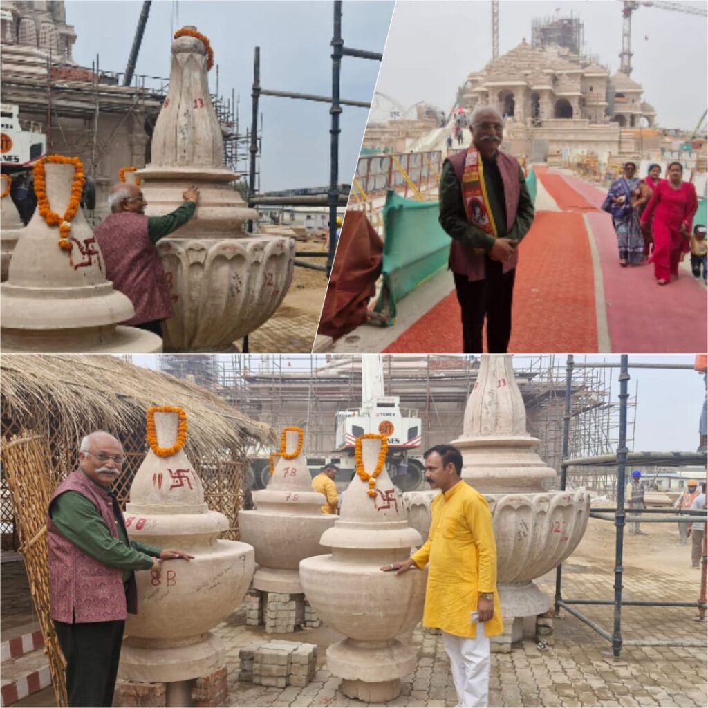 संस्कृतभारतीन्यास अवधप्रांत ने किया श्रीराम जन्मभूमि तीर्थ क्षेत्र के महासचिव चंपत राय का सम्मान, शिखर कलश पूजन में की सहभागिता