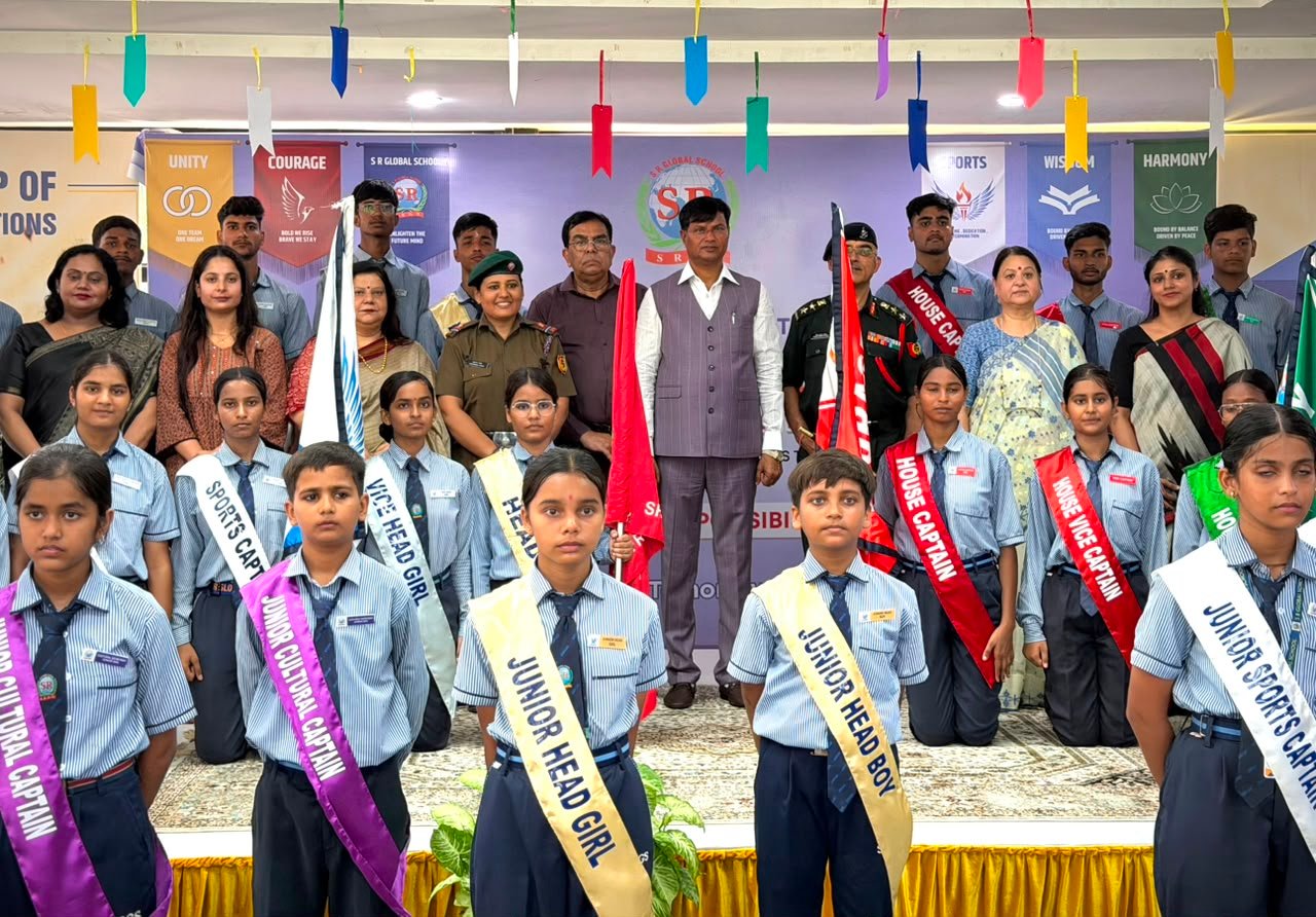 46 विद्यार्थियों ने संभाली नेतृत्व की कमान, एस.आर. ग्लोबल स्कूल में सजी जिम्मेदारी की नई पाठशाला